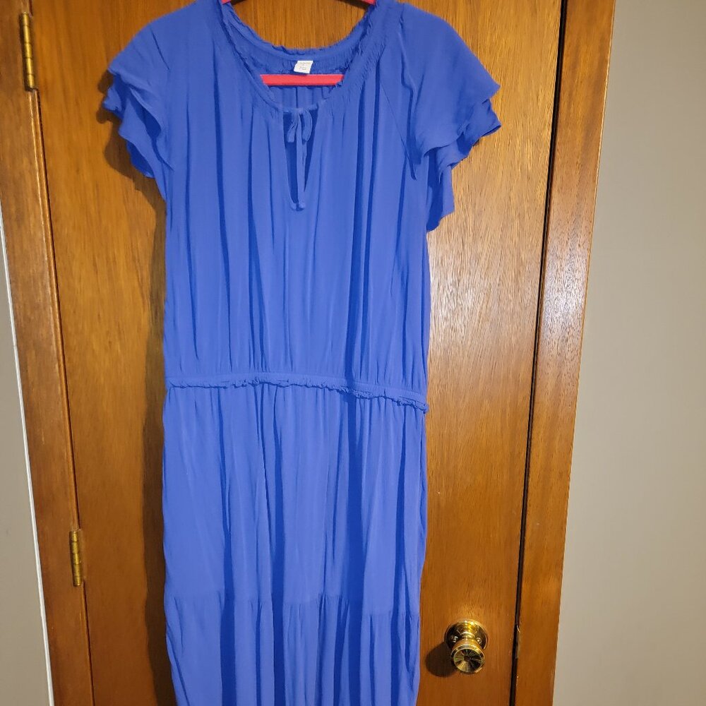 Old Navy XL Maxi Dress Ruffle Flutter Sleeves Blue 14 16 18